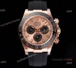 Noob 4130 V3 Rolex Daytona Rubber Band Rose Gold Black Dial Watches